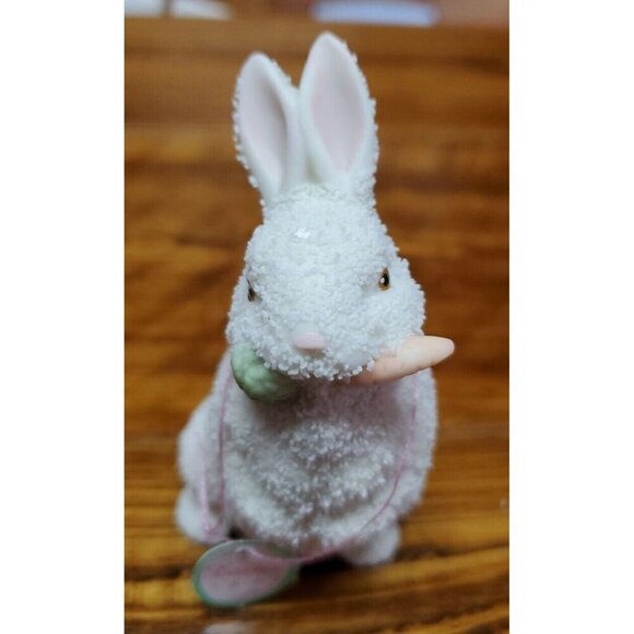 Department 56 Snowbabies Easter Bunny Rabbit Pink Ears Nose Vintage 1996 - Picture 4 of 12